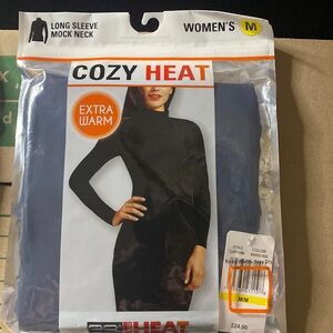 NEW 32• Heat Women’s Long Sleeve Mock Neck. Navy Med.